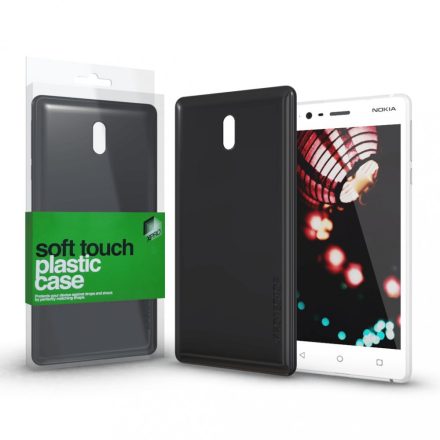 Plasztik tok Soft-touch felülettel fekete Nokia 3 készülékhez