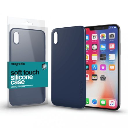 Magnetic Soft Touch Szilikon Case sötétkék iPhone X