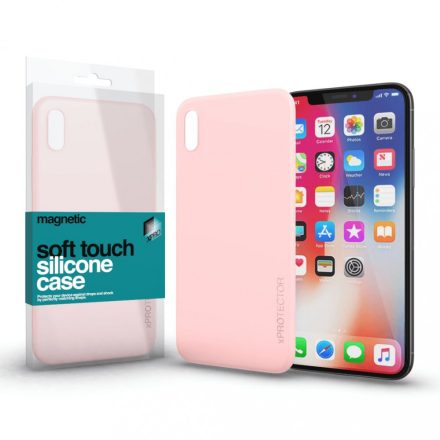 Magnetic Soft Touch Szilikon Case púder pink iPhone X