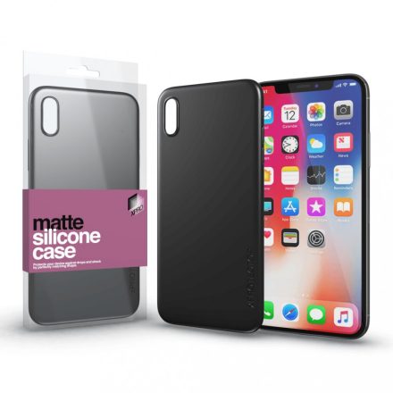 Szilikon matte tok ultra vékony fekete iPhone X