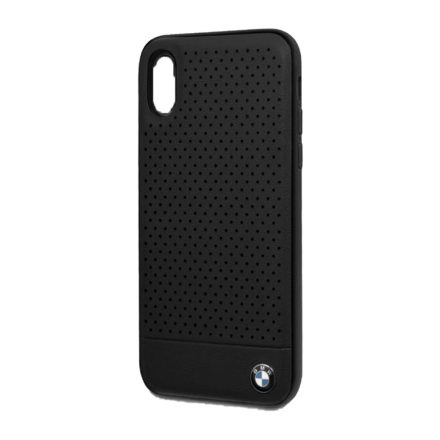 BMW Bőr Tok iPhone X/Xs Fekete, BMHCPXPEBOBK
