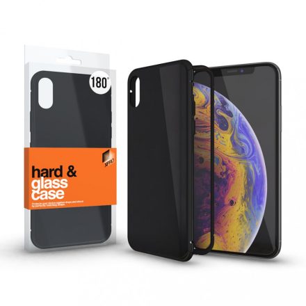 Magnetic tok (180°) Fekete. Fekete kerettel iPhone Xs Max