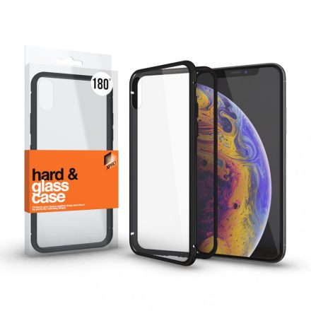 Magnetic tok (180°) Átlátszó. Fekete kerettel iPhone Xs Max
