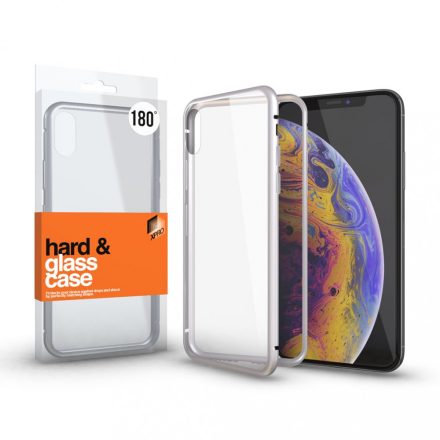 Magnetic tok (180°) Átlátszó. Ezüst kerettel iPhone Xs Max