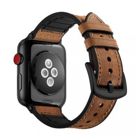 Apple Watch szilikon bőr szíj Barna 42 44mm