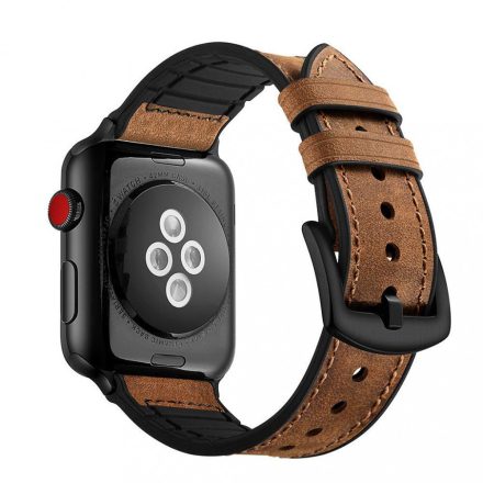 Apple Watch szilikon bőr szíj Barna 42 44mm