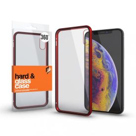 Magnetic tok (360°) Átlátszó. Piros kerettel iPhone X XS