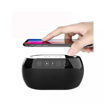 Bluetooth hangszóró beépített vezeték nélküli töltővel, Fekete