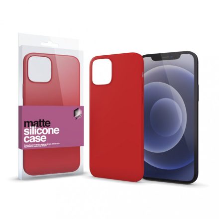Szilikon matte tok ultra vékony korallpiros iPhone 12/12 Pro
