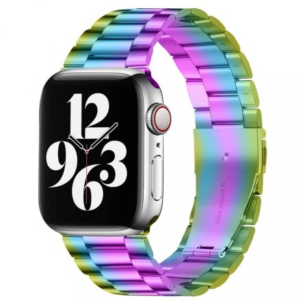 XPRO Apple Watch rozsdamentes vastag acél szíj szivárvány 38mm 40mm 41mm