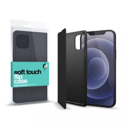 Soft Touch Flip Case fekete Apple iPhone 12 Pro Max