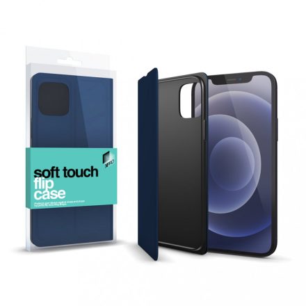 Soft Touch Flip Case sötétkék Apple iPhone 12 Pro Max