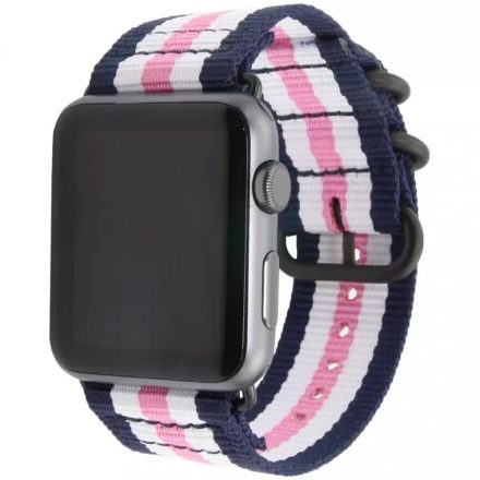 Apple Watch szőtt műanyag szíj 42mm / 44mm rózsaszín/fekete csíkos
