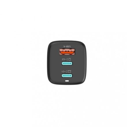 WiWU GTC-6521 GaN 65W Töltő USB-A+2*Type-C FEKETE
