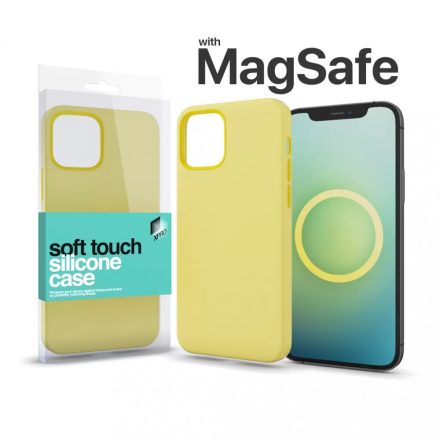 XPRO MagSafe rögzítésű Soft Touch Szilikon tok Apple Iphone 13 Mini - halvány citromsárga