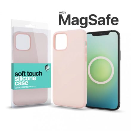 XPRO MagSafe rögzítésű Soft Touch Szilikon tok Apple Iphone 13 Pro - krétarózsaszín