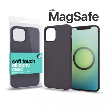 MagSafe rögzítésű Soft Touch Silicone Case Apple Iphone 13 Pro Max - éjfekete
