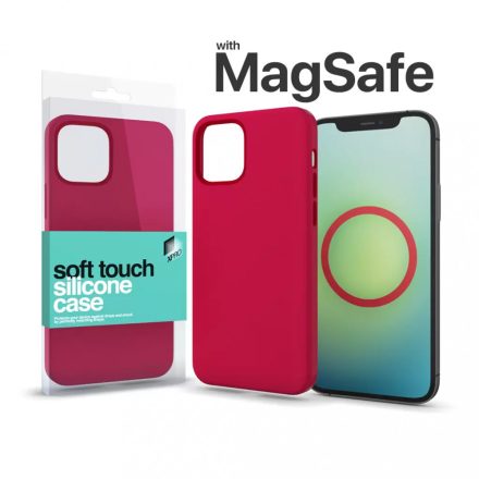 MagSafe rögzítésű Soft Touch Silicone Case Apple Iphone 13 Pro Max - piros