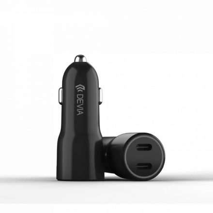Devia Autós Töltő 2*USB-C PD 40W Fekete