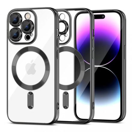Tech-Protect Magshine Magsafe átlátszó fekete tok iPhone 15 Pro Max 931945