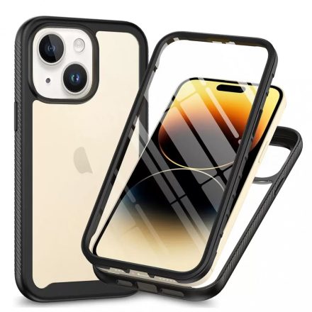 Techsuit fekete Defense360 Pro tok + Kijelzővédő fólia iPhone 15 Plus