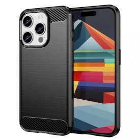 Techsuit fekete Carbon Silicone tok iPhone 15 Pro Max
