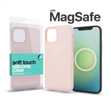 XPRO MagSafe Soft Touch Szilikon tok iPhone 15 - krétarózsaszín