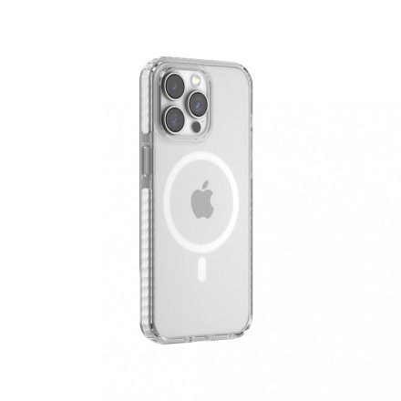 Devia Guardian sorozatú átlátszó fehér kerettel MagSafe védőtok iPhone 15 Pro