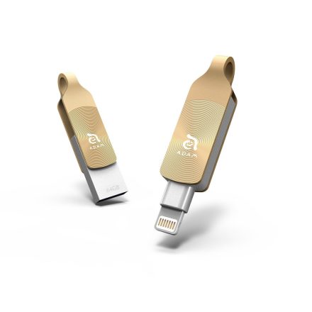 ADAM elements iKlips DUO+ 64GB Lightning-USB3.1 Flash Drive, arany