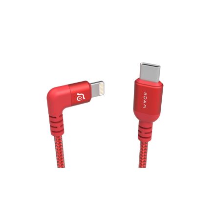 ADAM elements PeAk II FLEET LC30B Lightning/USB-C 90°L adat- és töltőkábel MFi 30cm, piros