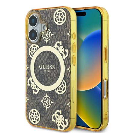 Guess IML Peony MagSafe Tok iPhone 16 barna