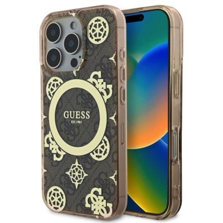 Guess IML Peony MagSafe Tok iPhone 16 Pro barna