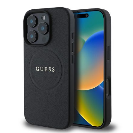 Guess PU Grained MagSafe tok iPhone 16 Pro Max fekete GUHMP16XPGHSMMK