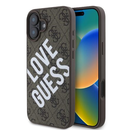 Guess PU Leather Big Love Logo MagSafe Tok iPhone 16 Brown