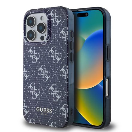 Guess IML Denim Effec MagSafe Tok iPhone 16 Pro Dark kék