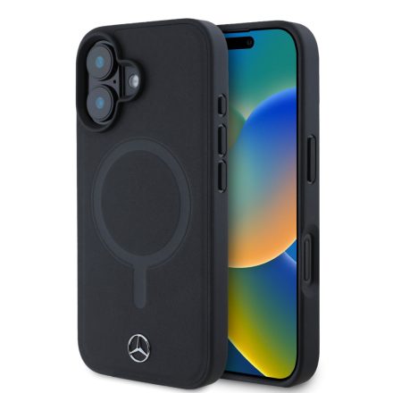 Mercedes Smooth Bőr MagSafe tok iPhone 16 fekete MEHMP16S23RCMK