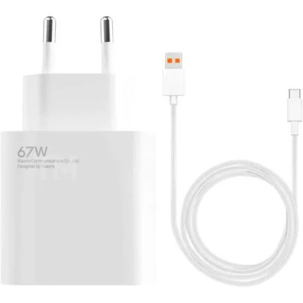 Xiaomi MDY-12-EH USB-A 67W hálózati töltő adatkábellel USB-C 6.2A fehér