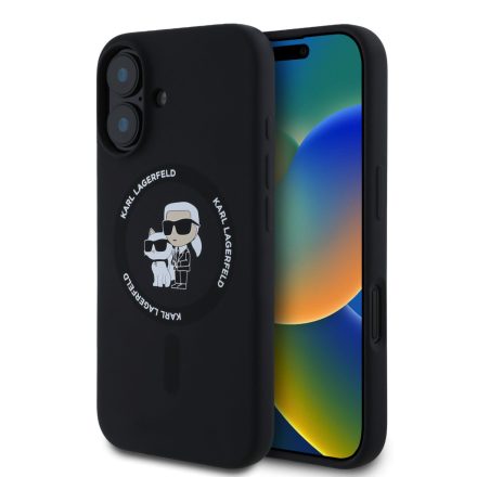 Karl Lagerfeld Szilikon K&CH MagSafe tok iPhone 16 Plus fekete KLHMP16MSCMKCRHK