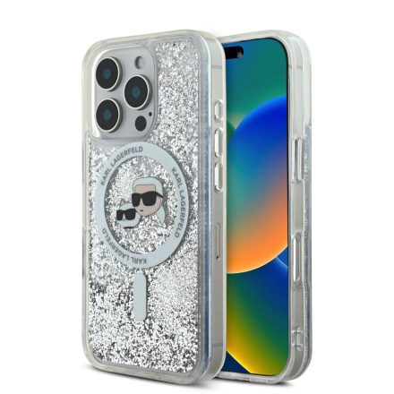 Karl Lagerfeld Liquid Glitter K&CH MagSafe Tok iPhone 16 Pro átlátszó