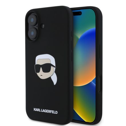 Karl Lagerfeld Szilikon Karl Head MagSafe tok iPhone 16 fekete KLHMP16SSKHPPLK