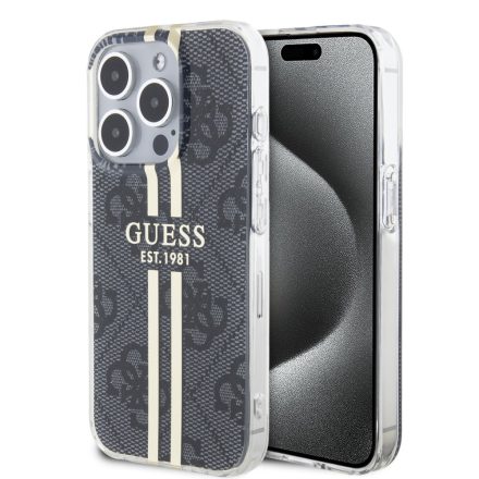 Guess arany Csíkos Tok iPhone 15 Pro Max fekete GUHCP15XH4PSEGK