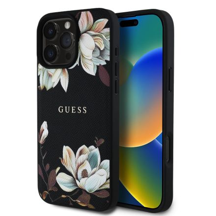 Guess PU Magnolia MagSafe Tok iPhone 16 Pro fekete