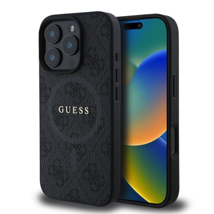 Guess PU Bőr Ring MagSafe tok iPhone 16 Pro Max fekete GUHMP16XG4GFRK