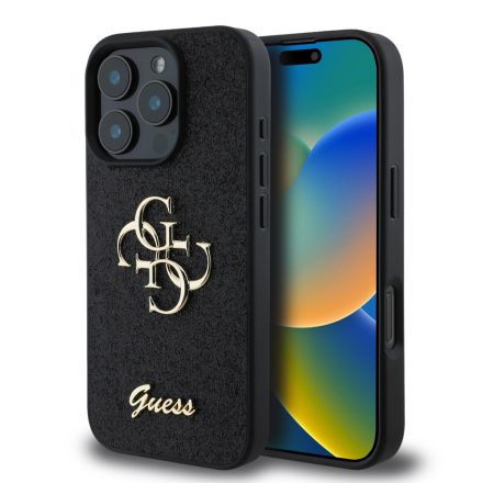 Guess PU Fixed Glitter tok iPhone 16 Pro Max fekete GUHCP16XHG4SGK