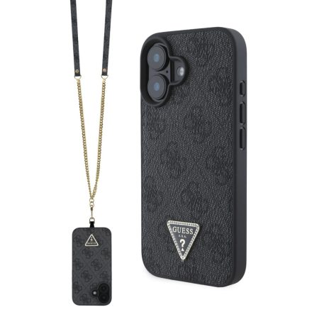 Guess PU Metal Logo Tok + Crossbody Strap for iPhone 16 Black