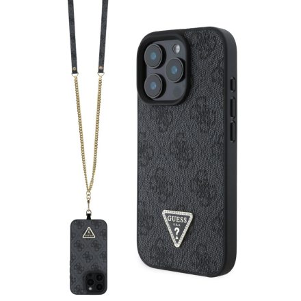 Guess PU Metal Logo Tok + Crossbody Strap for iPhone 16 Pro Max Black