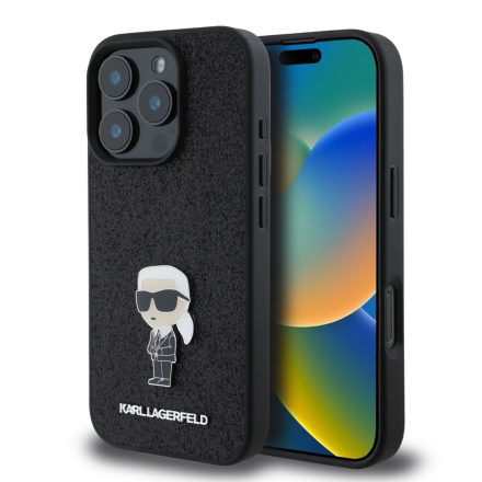 Karl Lagerfeld Fixed Glitter Metal Ikonik Tok iPhone 16 Pro Black