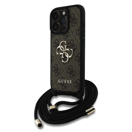 Guess PU Metal Logo Crossbody Strap Tok iPhone 16 Pro barna