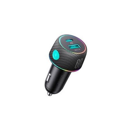 Joyroom Autóstöltő U+C, QC 3.0, PD 60W RGB Fekete JR-CCN01