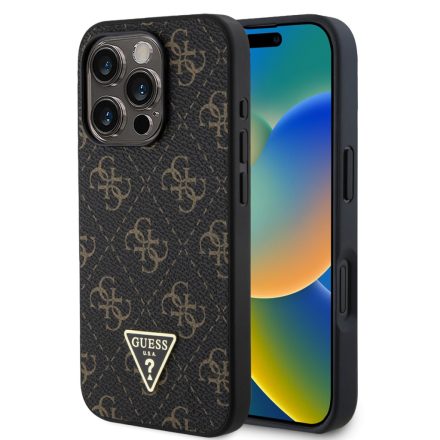 Guess PU Leather Metal Logo Tok iPhone 16 Pro Max fekete